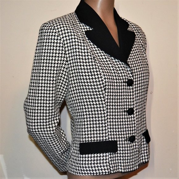 Gino Cappeli Collection Houndstooth Jacket Sz 4 - Picture 2 of 3